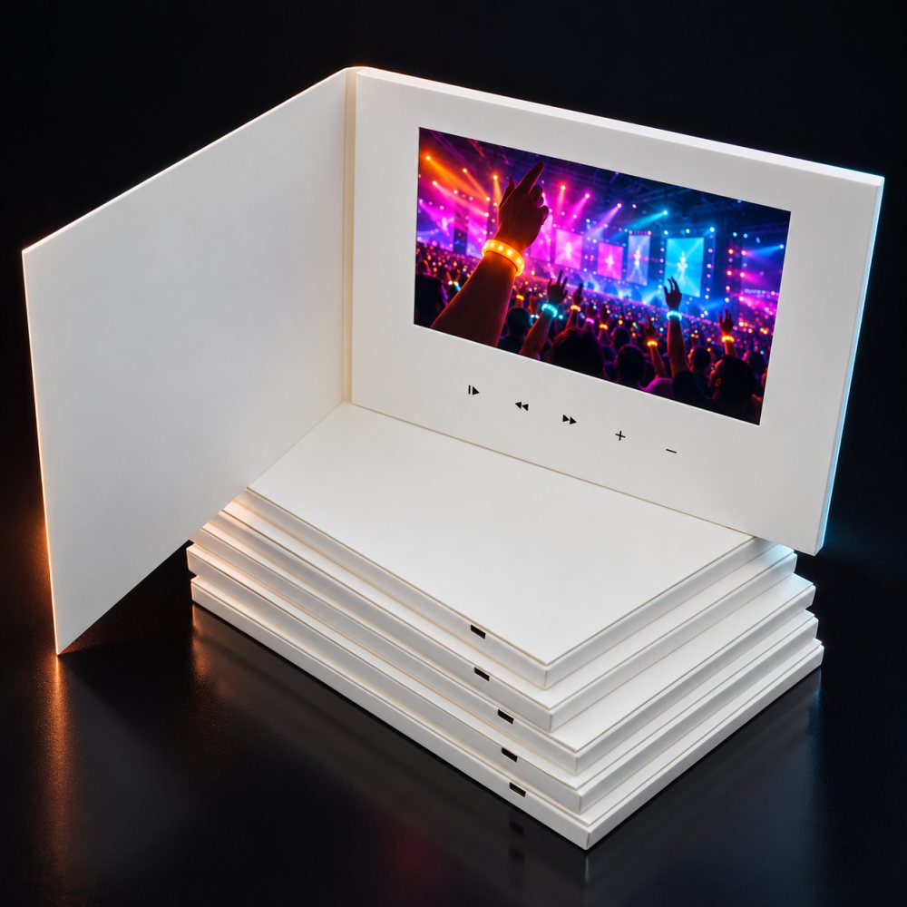 Video brochure A5 blanco con pantalla de 7 pulgadas
