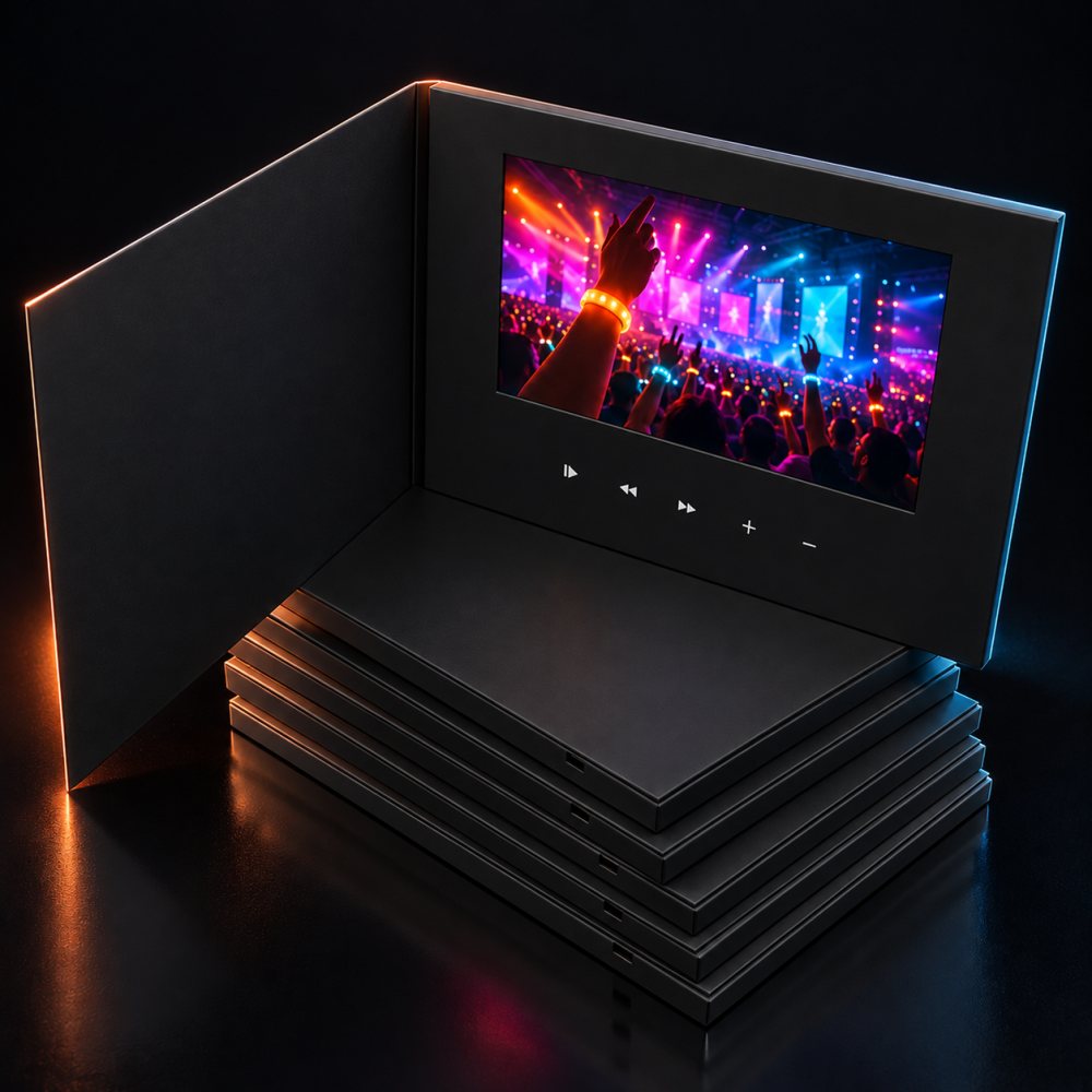 Video brochure A5 negro con pantalla de 7 pulgadas